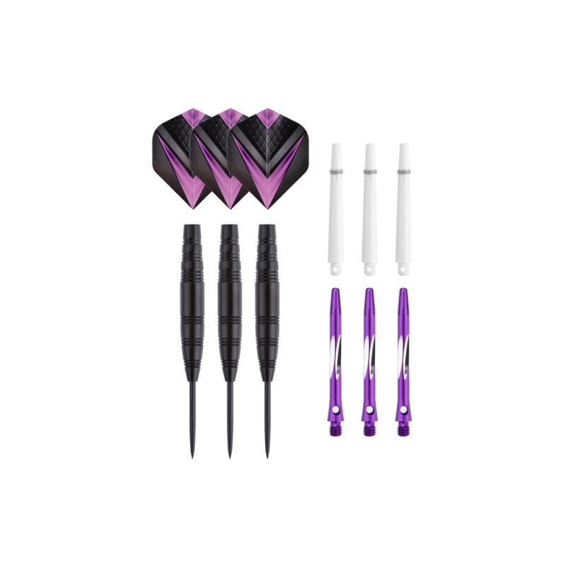 Jeu de 3 fléchettes pro à pointe acier 23gr - Modèle Cupra - Coloris violet